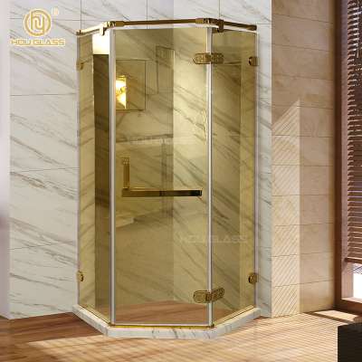 8mm 10mm dubai luxury gold shower enclosure shower room