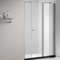 Folding design pivot door two fixed one moving inward/outward straight shape shower enclosure