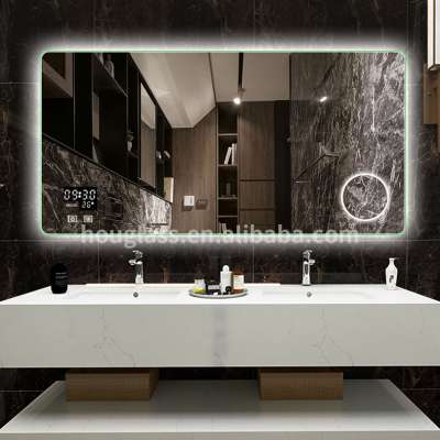 Smart touch screen led bathroom mirror wall hanging bathroom toilet toilet anti-fog with light bluetooth makeup